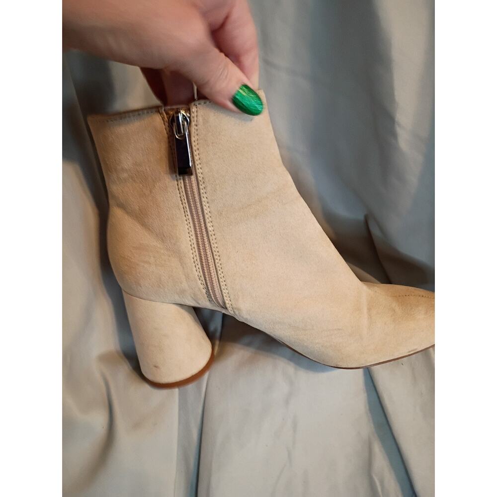 Zara Ankle Boots Tan Suede Floral Embroidered Sz 6.5 Boho Festival - Picture 7 of 10